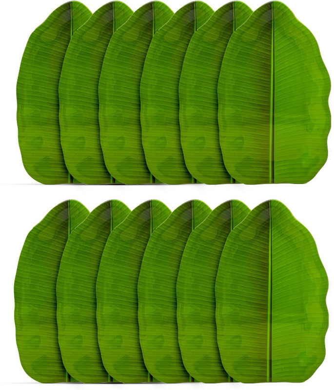 Laserbot (Size-19X 12CM)Banana Leaf South Indian starter breakfast Serving Soccer Melamin Tray(Pack of 12)