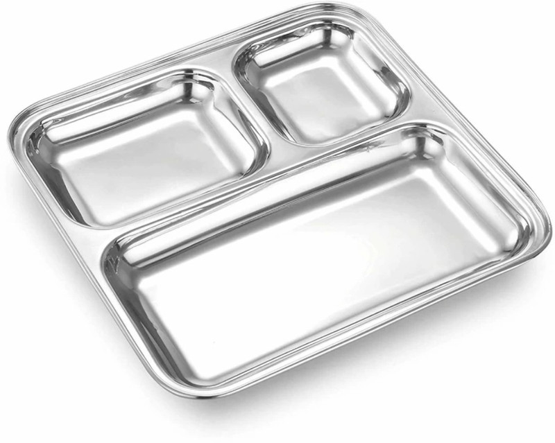 Purevik Dinner plates pack of 1 piece 3 compartment sectioned plate Dinner Plate(Microwave Safe)