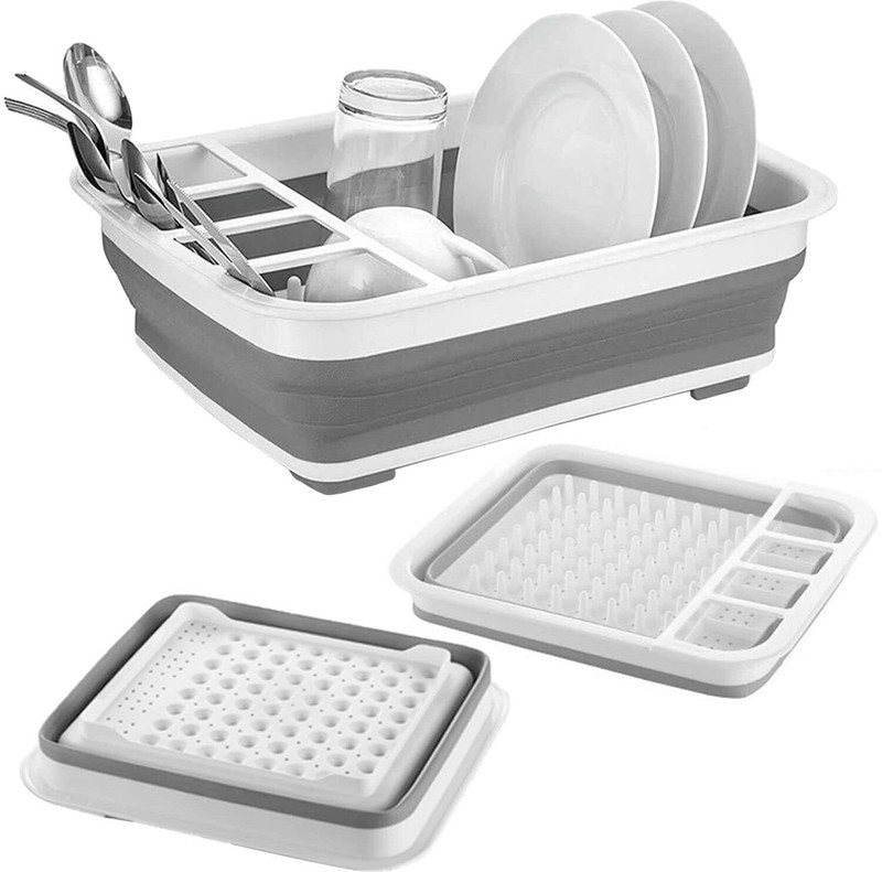 krishraj Collapsible Dish Drying Rack Tray(Microwave Safe)