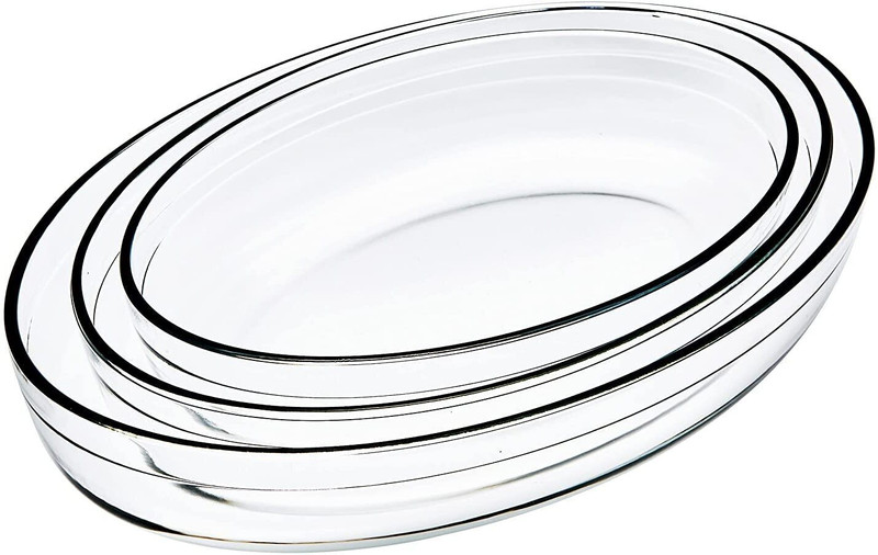 Red-Rubby Glass Baking Dish Serving Tray,Transparent,Microwave Oven Dishwasher Freezersafe Baking Dish(Pack of 3, Microwave Safe)
