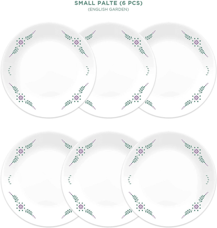 CORELLE Livingware English Garden 17 cm Small Plate Pack of 6 Quarter Plate(Pack of 6, Microwave Safe)
