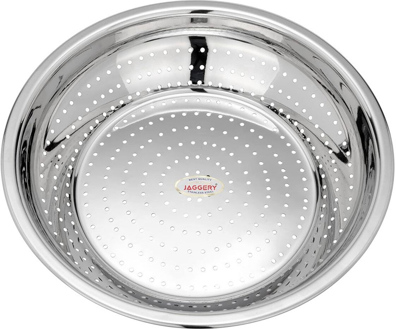 JAGGERY Stainless Steel Multipurpose Heavy gauge Hole Parat, Rice Strainer,Chalni (Pc 1) Quarter Plate
