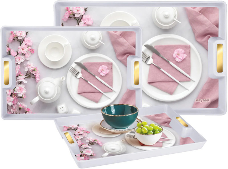 NAYASA Miracle Serving Tray Set – Small, Medium & Big Tray(Pack of 3)