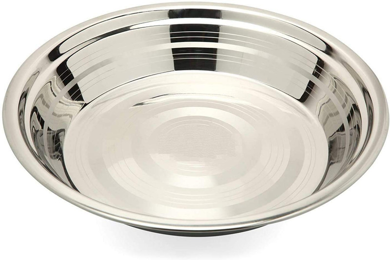 SAUBHAGYA Stainless Steel Aata Parat, Atta Dough Flour Kneading Mixing- Large 16inches Paraat(Microwave Safe)
