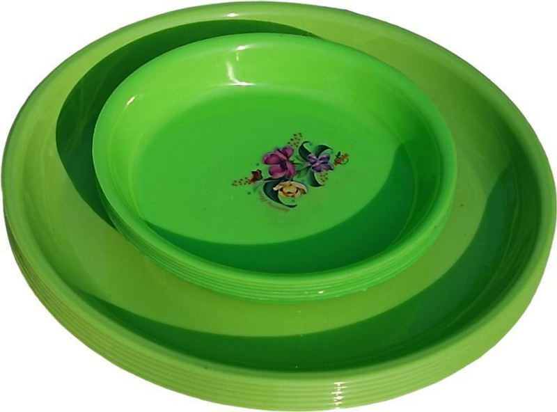 x pods Plstic Dinner Set 12, 6 Full Plates 6 Small Plates Microwave and Dishwasher Safe Dinner Plate(Pack of 12, Microwave Safe)