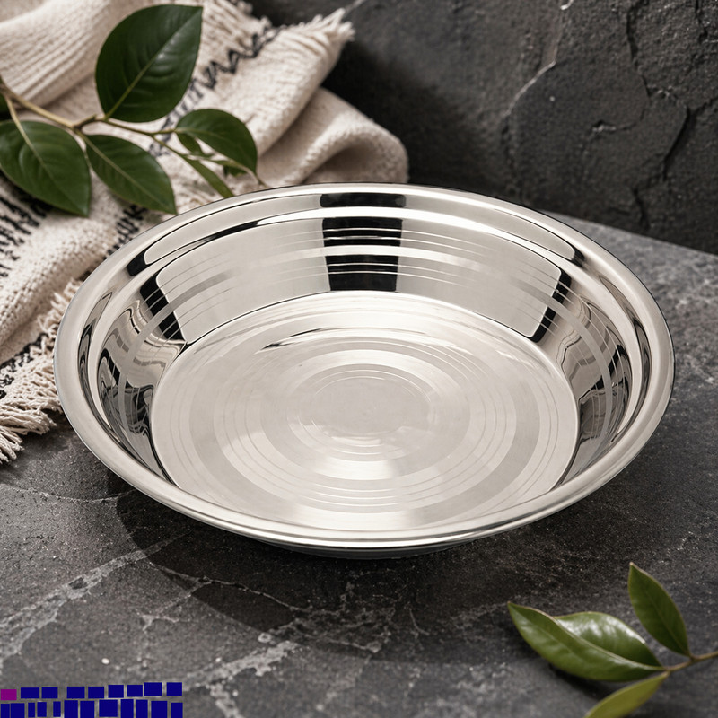 BZILO Stainless Steel Atta Parat for Kitchen Use, Dough Kneading for Flour Mixing A49 Paraat(Microwave Safe)