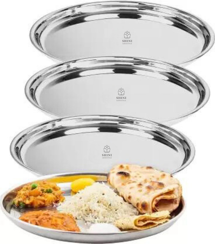 SHINI LIFESTYLE Plate Set | Stainless Steel | Set of 4,Tableware, Kitchenware Set Ideal for Home Dinner Plate(Pack of 4)