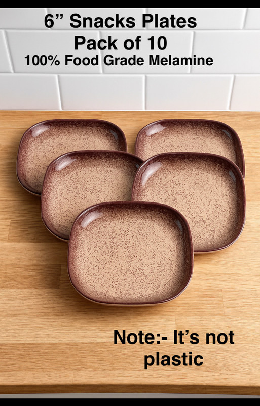 Dipchu Choco Stone 6” candy 10 Quarter Plate(Pack of 10, Microwave Safe)