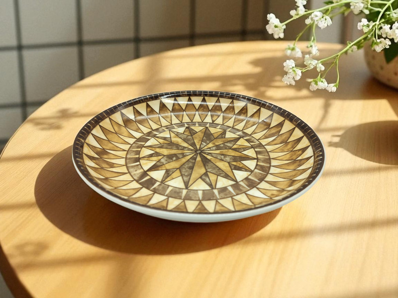 Lemon Tree Ceramic Round Serving Plate for Salad, Pasta, Snack | Platters for Serving | Dinner Plate(Microwave Safe)