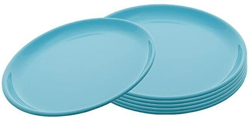 Everbuy best quality unbreakable ,bpa free polypropylene dinner plates .aqua blue(set of 6) Dinner Plate(Pack of 6, Microwave Safe)