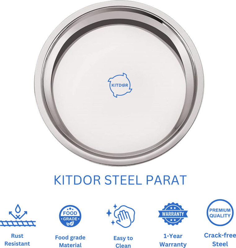 Kitdor Stainless steel atta parat, parat steel for Dough- 27 cms (Size 12), Small size Paraat