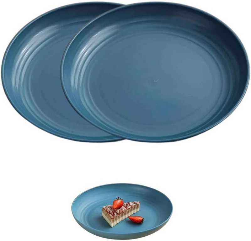 Sugallsu Wheat Straw Plates 20cm Deep Dinner Plates, Lightweight and Unbreakable_1204) Pizza Tray(Pack of 2)