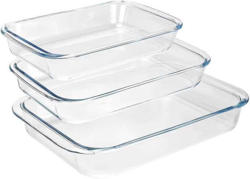 Red-Rubby SQ Oven Tray-300 Baking Dish(Pack of 3, Microwave Safe)