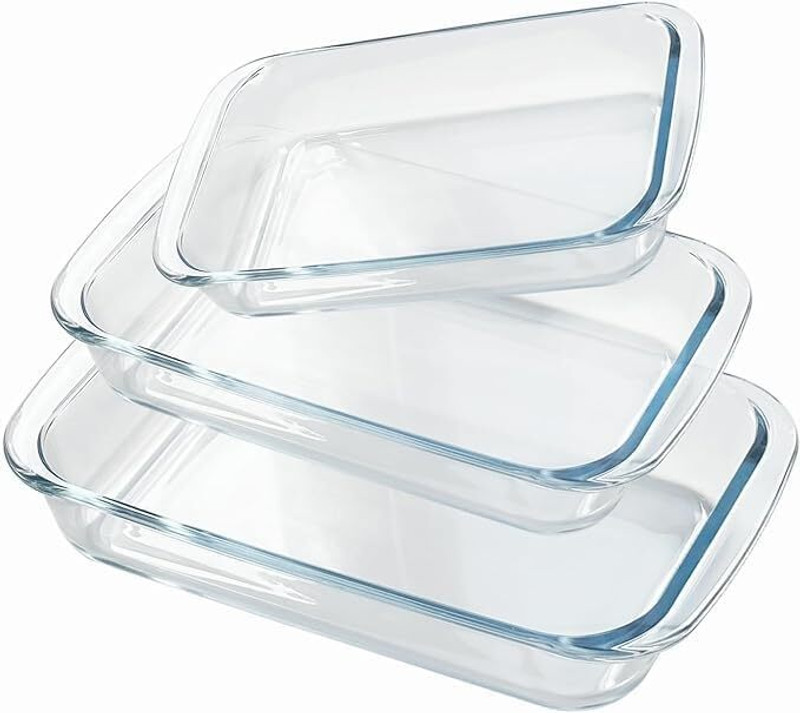 Gopani Glass Baking Dish Set with 3 Sizes, 10,11.5 and 13.5 INCH Microwave, Oven dish Baking Dish(Pack of 3, Microwave Safe)
