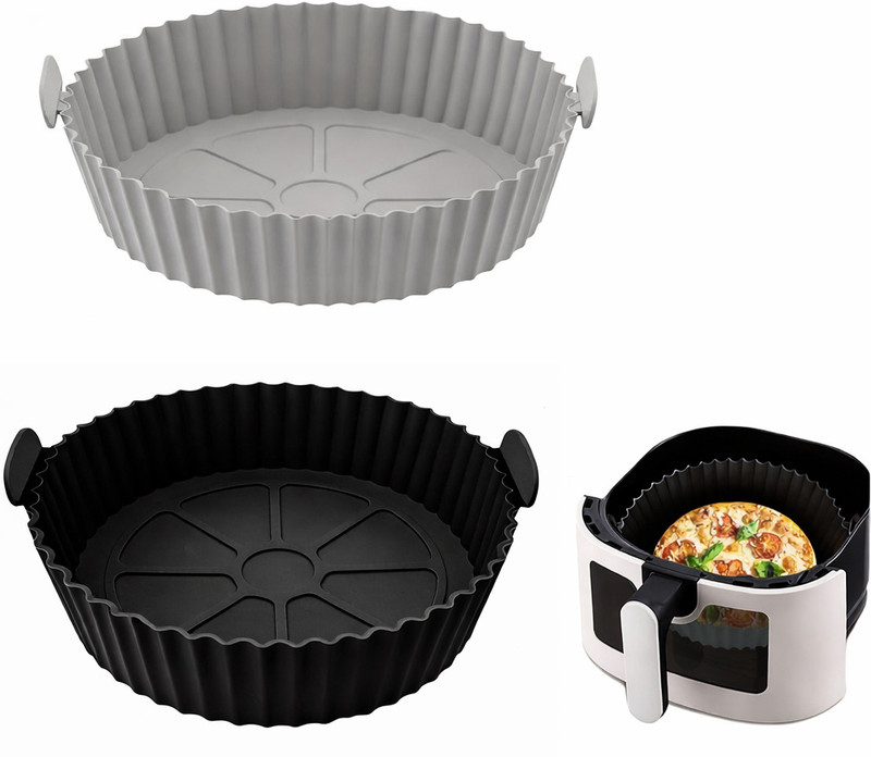 shell and turtle Round Airfryer Tray Black & Grey 2 Pcs Baking Dish(Pack of 2, Microwave Safe)