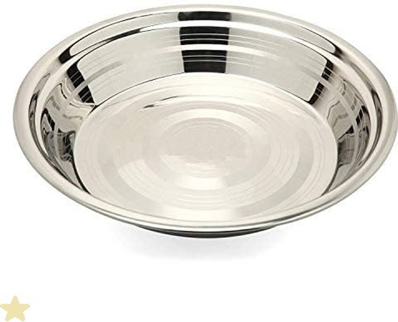 BZILO Atta Parat (Pack Of 1) 26-CM Small Size Steel Parat for Dough Flour Kneading K3 Paraat(Microwave Safe)