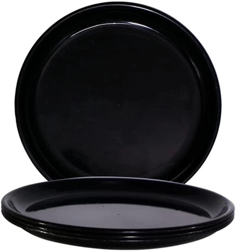 SAHU TRADERS Microwave safe Unbreakable BPA free plastic Round plate Black 27'cm Pack of 2 Dinner Plate(Pack of 2, Microwave Safe)