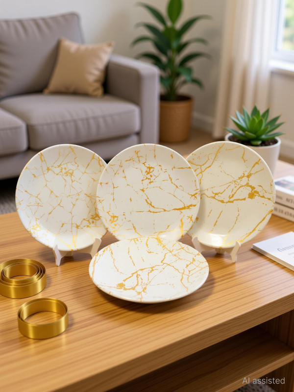 Ariya Unbreakable Dinner Plate Set of 4 – Perfect for Gifting Dinner Plate(Pack of 4, Microwave Safe)