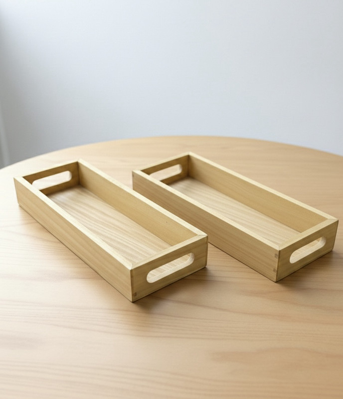 BASKBY Pinewood Tray set of 02 / Serving Tray set / Kitchen Tray / organiaer Tray(Pack of 2)