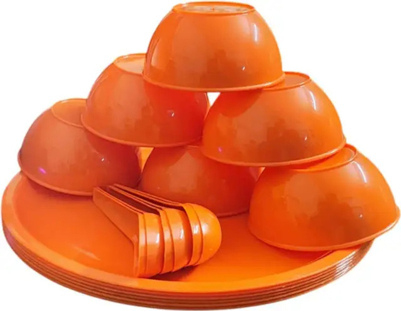 Prokitch Pack of 18 Plastic Light Weight Set Plate Bowl Set Serving Set Dinner Set Dinner Plate(Pack of 18, Microwave Safe)