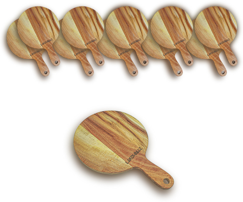 LAKDI-BAAZ Premium Wooden Platter Round Cutting Board Serving Board Chopping Board - Small Pizza Tray