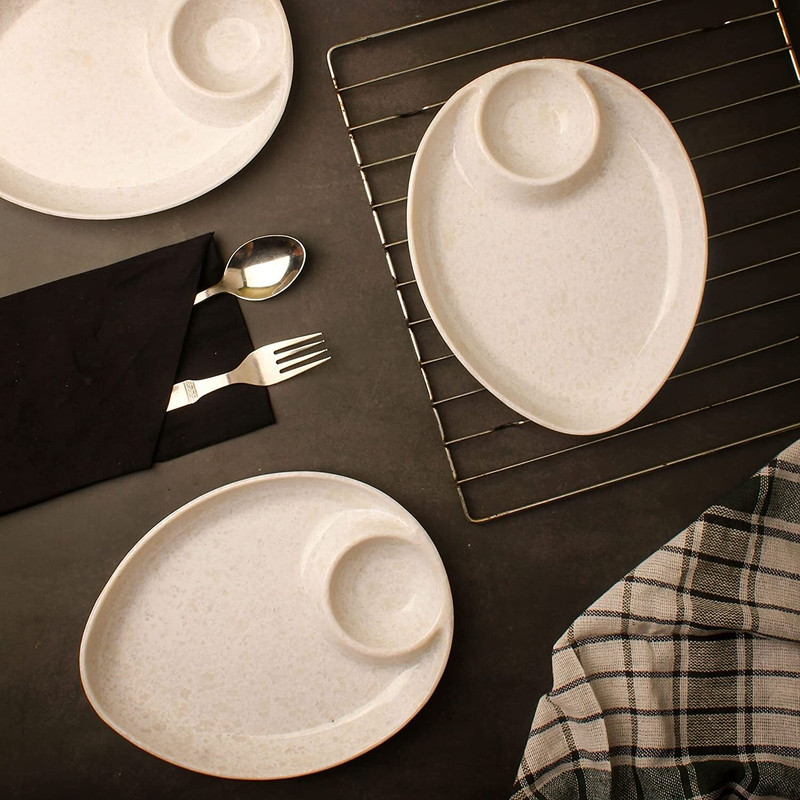 PS smart shopping Melamine White Marble Plate for Serving Snacks, Food, Starters, Buffet Chip & Dip Tray(Pack of 6)