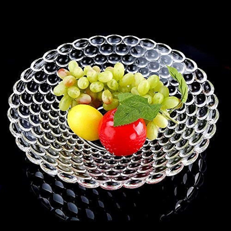 RAVRI TRADERS Fruit Bowl Plate for Dining Table Crystal Decoration Serving Dry Fruits Tray Baking Dish(Microwave Safe)