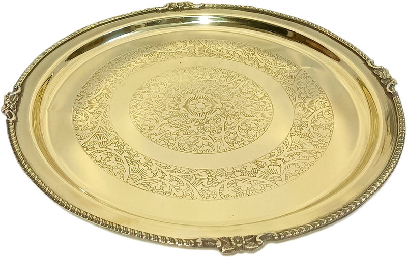 A & H ENTERPRISES Brass Full Dinner Plate/Thali/Khumcha For Pooja & Dining ,25 cm Each - 1 Piece Dinner Plate