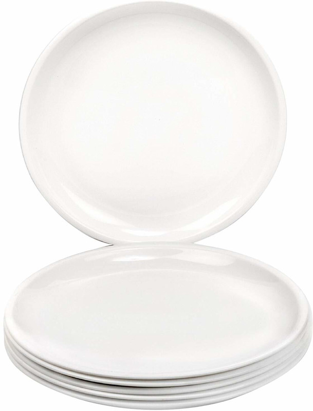 Everbuy Round Plastic Full Plate Set, Set of 6, whit Dinner Plate(Pack of 6, Microwave Safe)