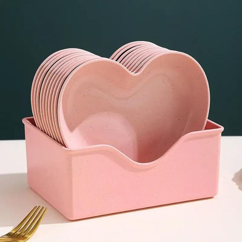 KESHUENTERPRISE 10 pcs Heart Shape Small Dessert Dishes (pink) Tray(Pack of 10, Microwave Safe)