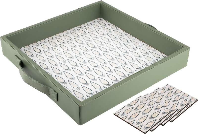 Birch & Co. Wooden Tray For Serving - 12 Inch X 12 Inch + Free 4 Coasters | Tray