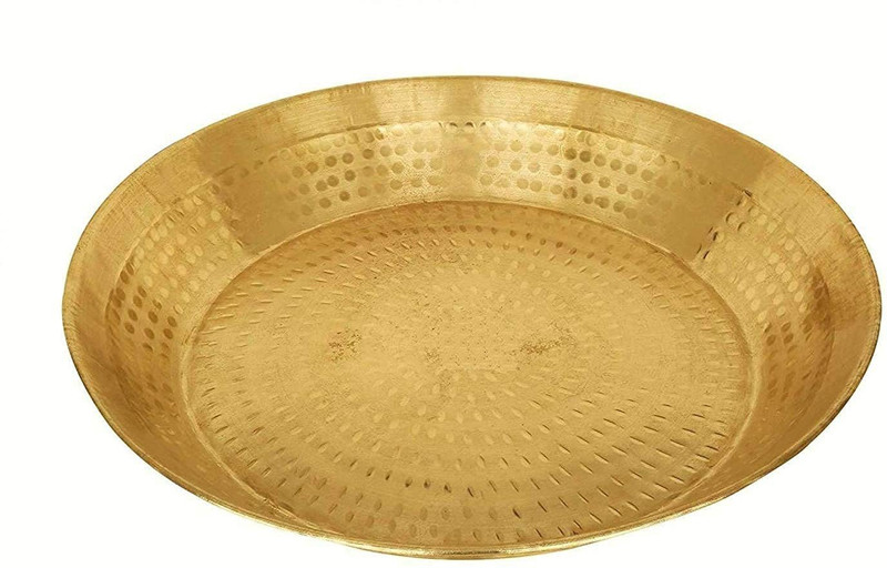 Parik Enterprises Handmade Brass Pital Parat Platter (Bronze) (14") Paraat