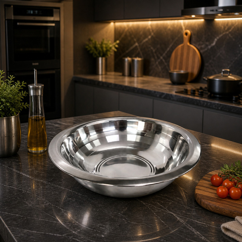 MIKANIX Stainless Steel Parat Bowl for Kneading, Mixing & Serving Kitchen Use Paraat(Microwave Safe)