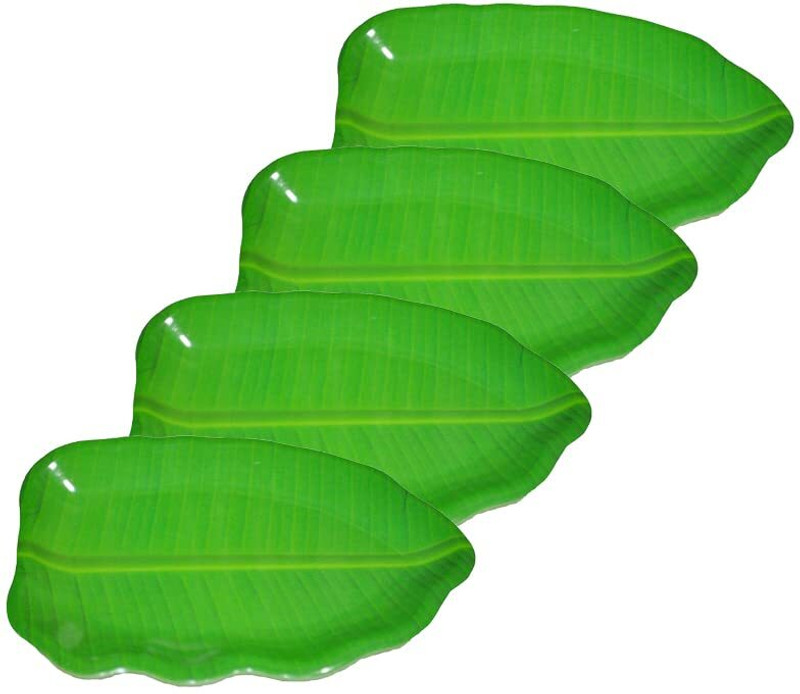 Laserbot (14" INCH) ANTIDUST FREE Banana Leaf South Indian Round Dinner Serving Melamine Tray(Pack of 4)