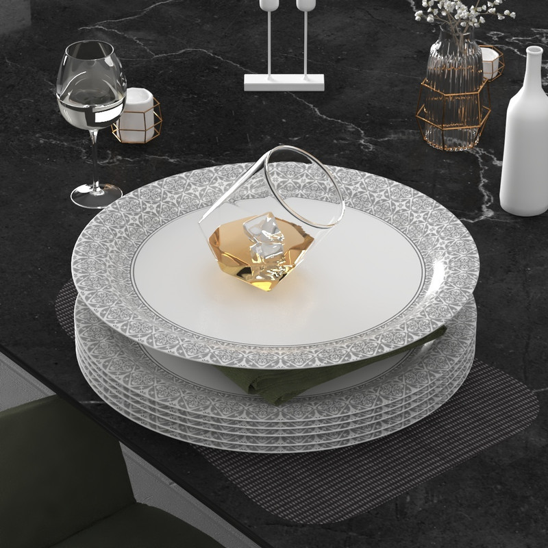 Castleite Piccolo Ivory Bloom Melamin Full Plates Set - Size 11', Round Designer Dinner Plate(Pack of 6)