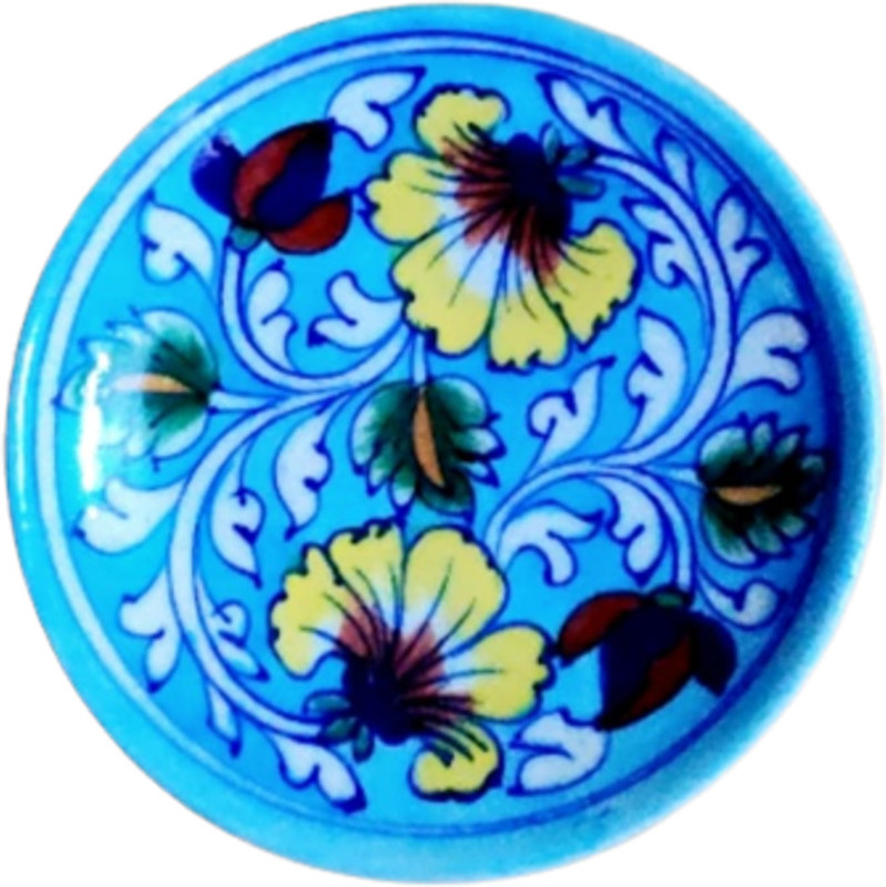 om craft villa Jaipur Blue Art Pottery Decorative Wall Hanging Handmade Plate(5 Inch) / Chutney Plate