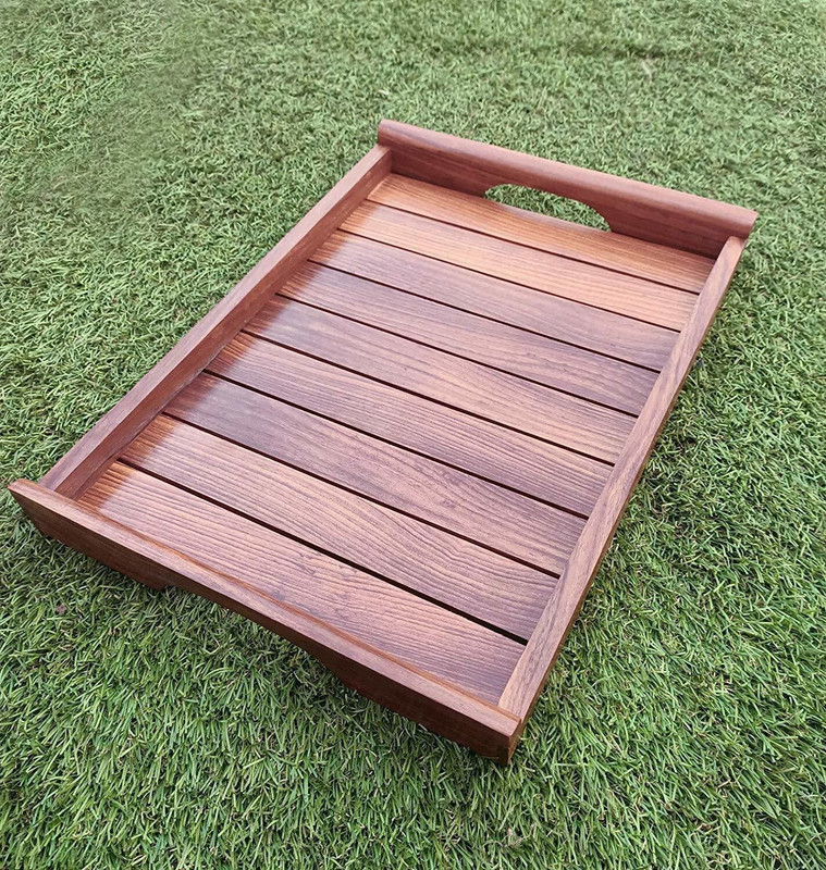 Lookee Shopee Rosewood Sheesham Wood Handmade & Handcrafted Wooden Large Size Serving Tray (Set of 2) Tray