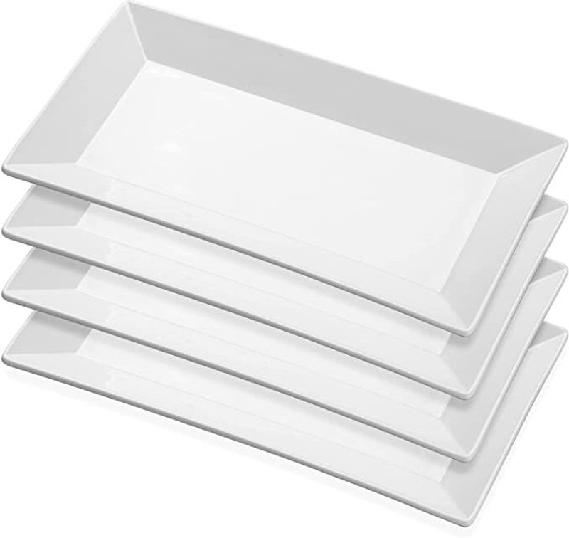 BARCROCK Rectangular Serving Dishes for Party Food Appetizer Snack Salads Sushi Tray(Pack of 4)
