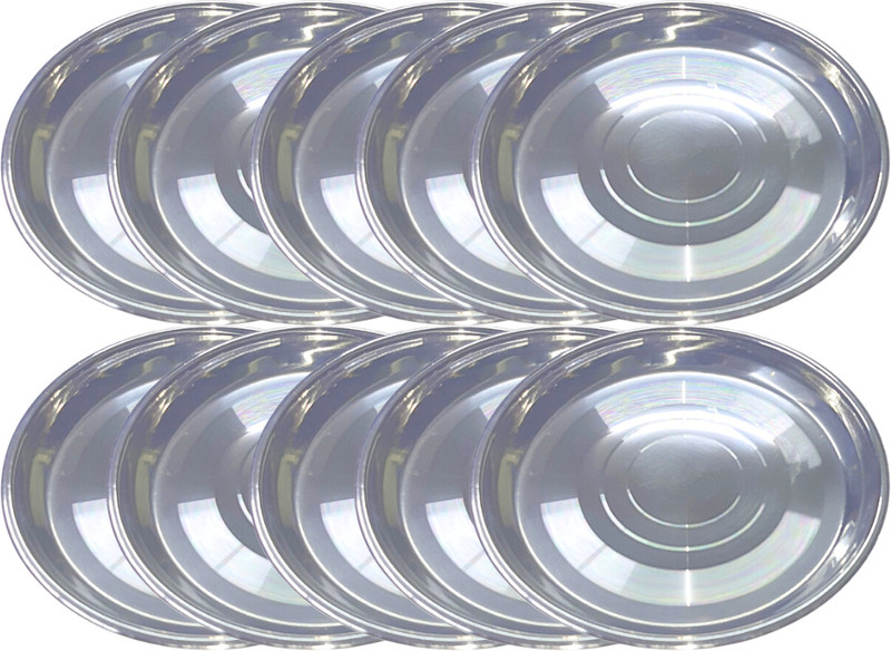 SHINI LIFESTYLE Stainless Steel Halwa Plates, Breakfast plates, Serving Plates- set of 10,17cm Quarter Plate(Pack of 10)