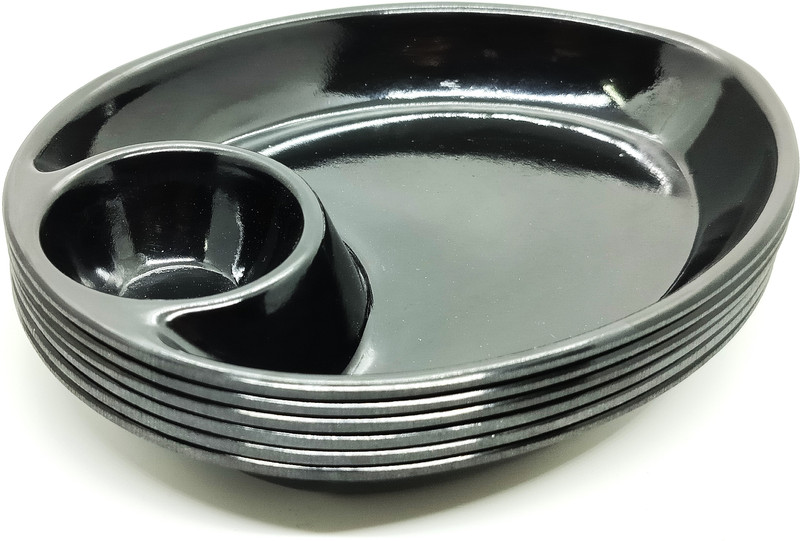 Laserbot Anti DUST Coating Multi-Purpose Serving momo serving plate Chip & Dip Tray(Pack of 6)