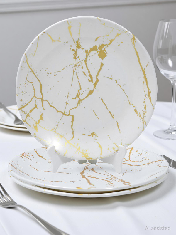 Ariya Melamine Plates Set – 4-Piece Durable Dinner Plates for Kitchen Dinner Plate(Pack of 4, Microwave Safe)