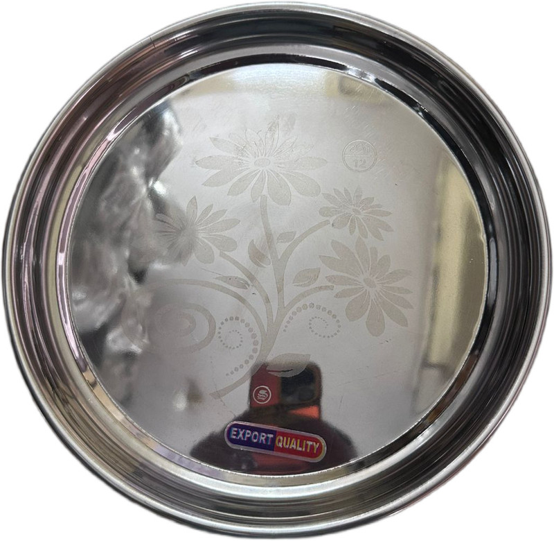 AnandTrader Stainless Steel lazer design Not microwave safe Dinner Plate(Pack of 2)