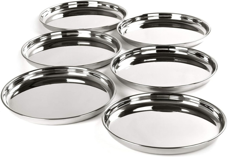 Aquasleri Aquasleri Stainless Steel Thali Set | 6 Pcs Dinner Plates Plate Warmer(AQ-THL-27.5CM-6PCS)
