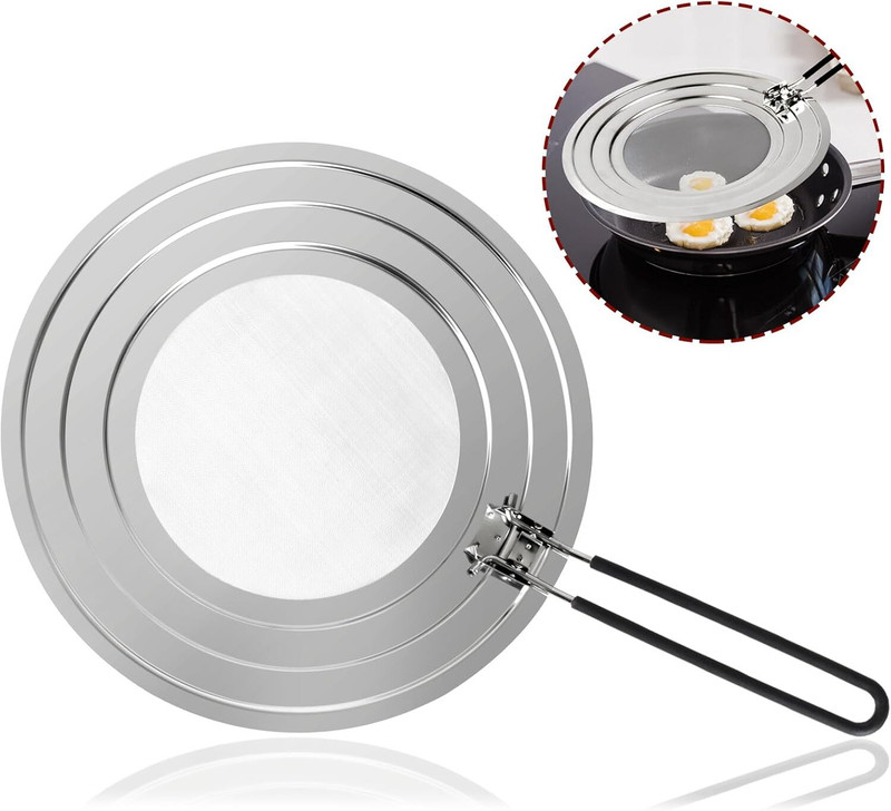 VALAJOGI Oil Grease Splash Protector for Bacon,Frying,Sautéing,Deep Frying Use Essential Plate Warmer(Foldable DesignSafe for Nonstick Cookware,Keeps Stove Clean andReduces BurnRisks)
