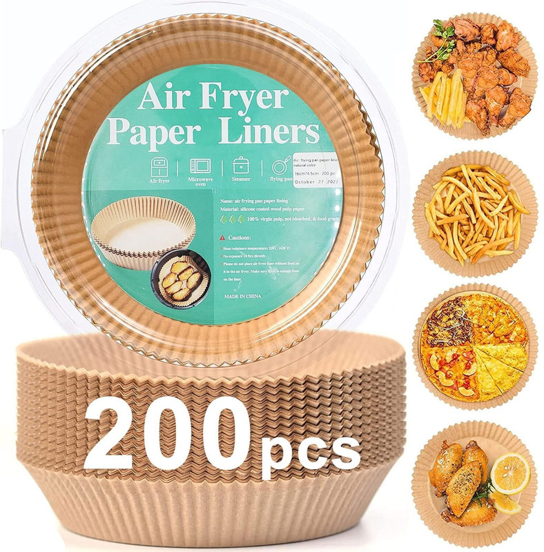 JHIRVA CREATION Air Fryer Paper Liners 100 Pcs Round 20 cm Disposable Non-Stick Baking Paper Plate Warmer(Air Fryer Paper Liners 100 Pcs)