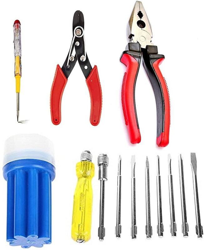 Trishul India Hand Tool Kits (Plier, Wirecutter, Line Tester, Screwdriver Set) 4Pcs. Combo4 best items Lineman Plier(Length : 8 inch)