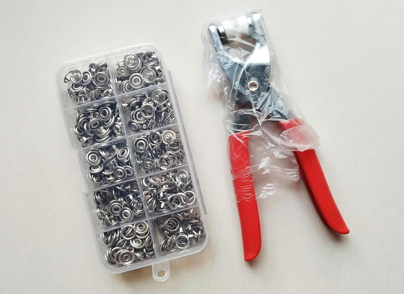 SARVASHVA TRENDS 200pc Thickened Snap Fasteners Kit, Snap Button Fastner, Snap Fastener Plier Punch Plier(Length : 6 inch)