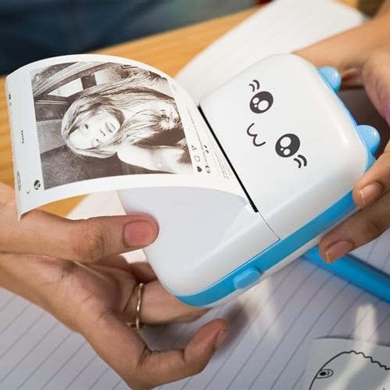 Premio Lusso Mini Thermal Printer | Portable Inkless Bluetooth Label Compact Thermal Printer [Blue]
