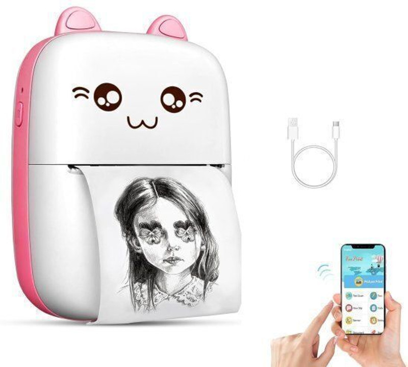 ELNEOR Portable Mini Pocket Printer for Kids - Wireless Inkless Thermal Printer