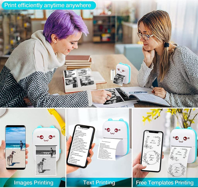Czech Portable Thermal Printer for Kids Mini Printer (White) AKH27 zink technology